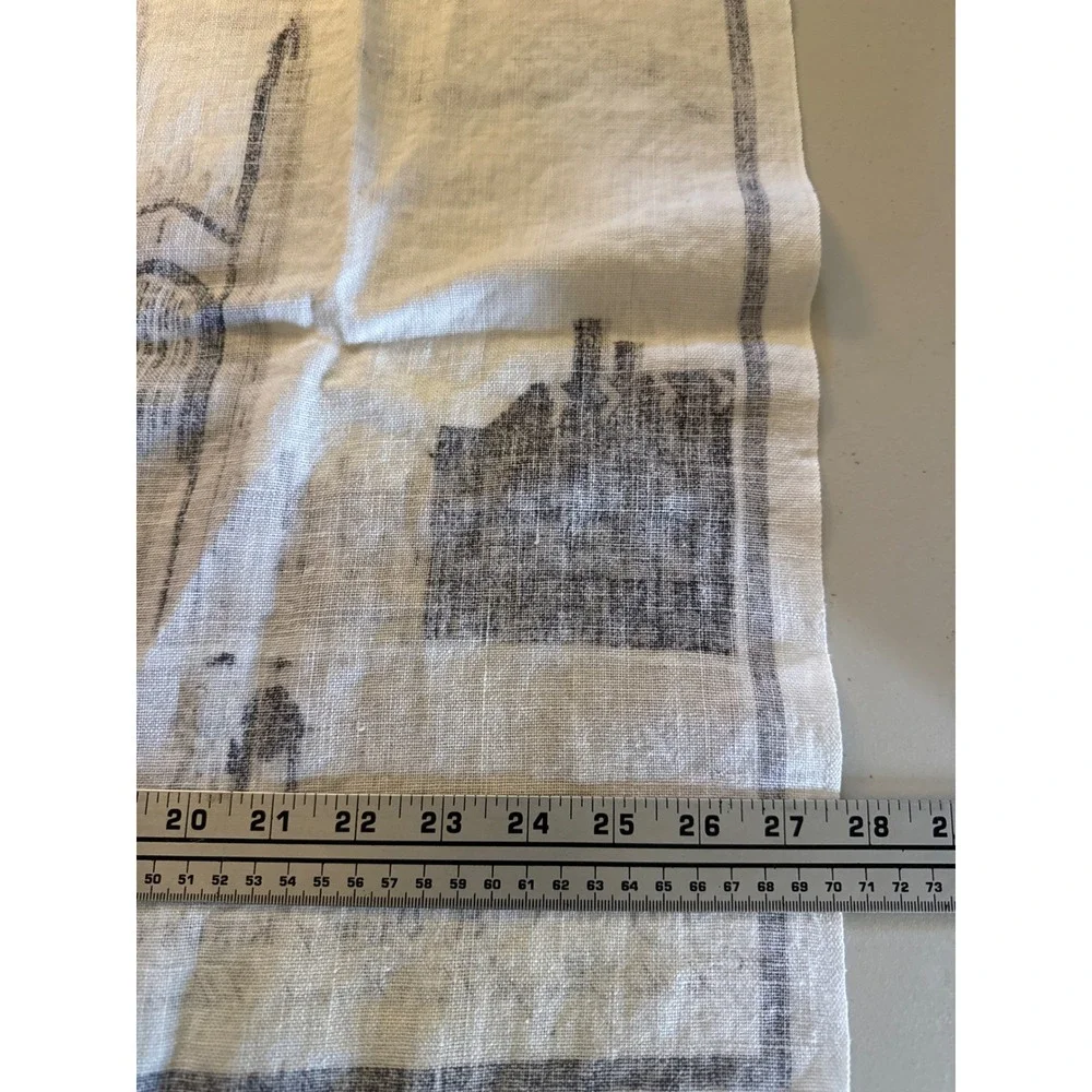 Vintage Pure Irish Linen Tea Towel Kings College University of Cambridge Print